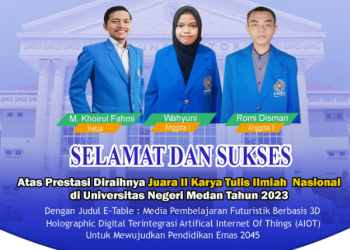 Juara II Lomba Karya Tulis Ilmiah Nasional di Universitas Negeri Medan Tahun 2023 Dengan Judul E-Table : Media Pembelajaran Futuristik Berbasis 3D Holographic Digital Terintegrasi Artifical Internet Of Things (AIOT) Untuk Mewujudkan Pendidikan Emas 2045